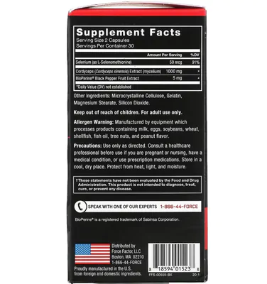 Cordyceps, 1000 mg, 60 Cápsulas, Force Factor