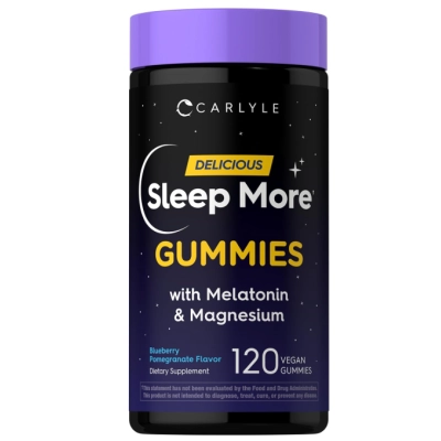 Sleep More, Melatonina 3mg e Magnésio 50mg, 120  Gomas Sabor Mirtilo e Romã, Carlyle
