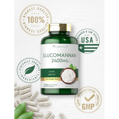 Glucomannan, Glucomanano 2400mg, 200 Cápsulas, Carlyle