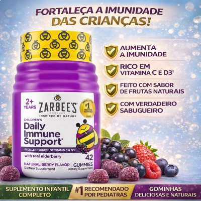 Daily Immune Support, Childrens, Natural Berry Flavor, 42 Gummies, Zarbee's