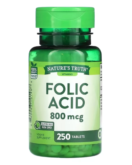 Ácido Fólico, 800mcg, 250 Comprimidos, Nature's Truth