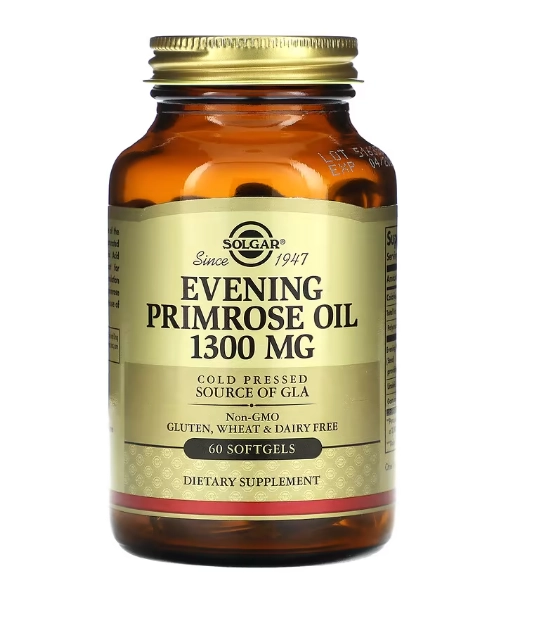 Óleo de prímula, Evening primrose, 1300mg, 60 Cápsulas, Solgar