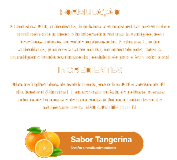Coenzyme Q10 Pure Drops, Coenzima CoQ10, 30ml Sabor Tangerina, Endogen