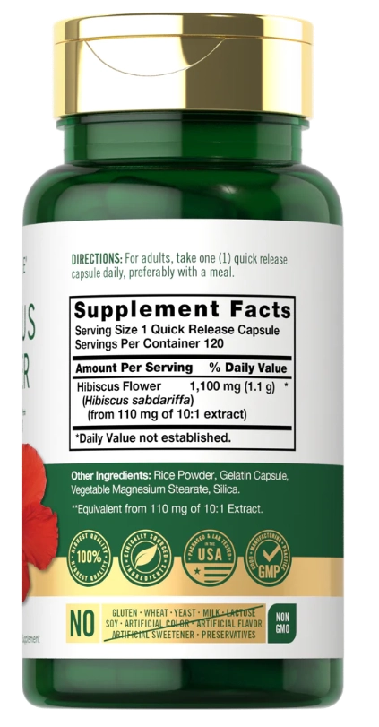 Hibiscus Flower Extract, 1100mg, 120 Capsules, Carlyle