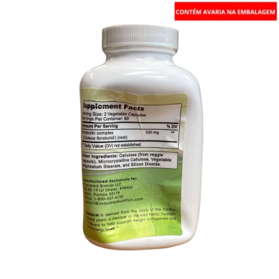 Forskolin 500mg Max Strength, Auxilio na Perda de Peso, 180 Capsulas, aSquared Nutrition  (Pequena Avaria)