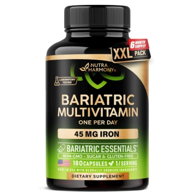 Bariatric Multivitamin, Multivitamínico Bariátrico 21 Vitaminas Essenciais + ferro 45mg, Cápsulas Opções, Nutra Harmony