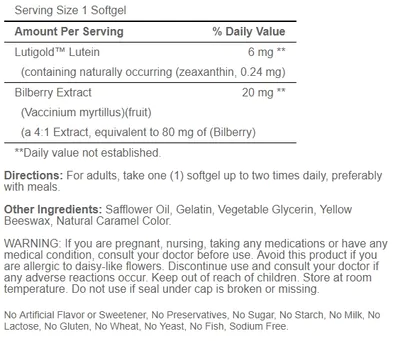 Herbavision (Suplemento com Lutaína)  60 cápsulas, Puritan's Pride