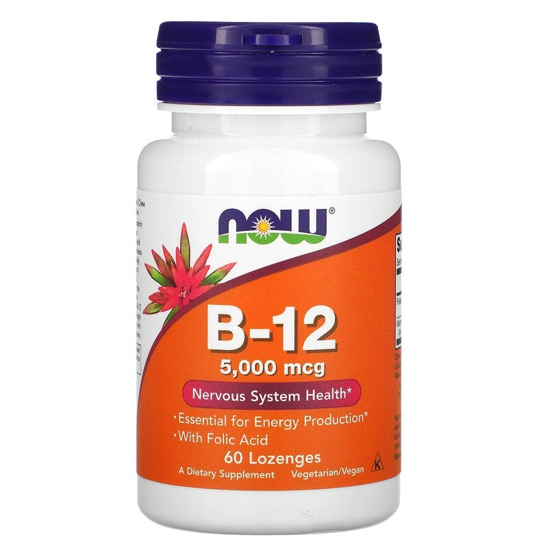 Vitamina B-12, 5.000 mcg, 60 Pastilhas