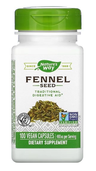 Fennel, Semente de Erva-doce 480mg, 100 Cápsulas, Nature's Way