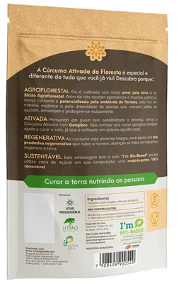 Cúrcuma Ativada da Floresta com Gengibre, 60g, Viva Regenera
