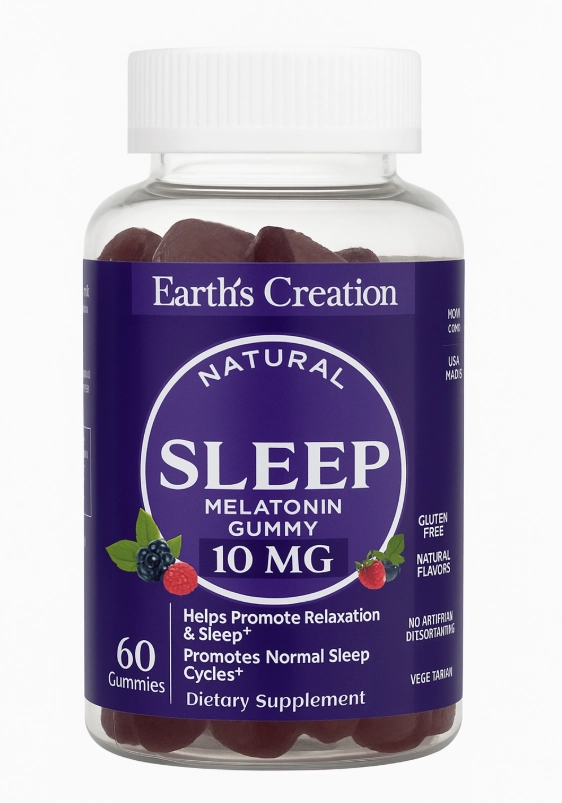 Melatonina Sleep Gummies 10mg, 60 Gomas Sabor Frutas Vermelhas, Earth´s Creation