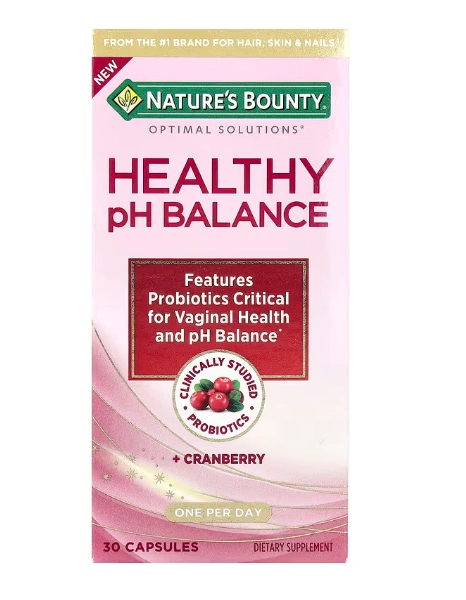 Healthy PH Balance + Cranberry,  Probióticos + Cranberries, Saúde Feminina, 30 Cápsulas, Nature's Bounty