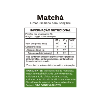 Matchá, Sabor Limão Siciliano Com Gengibre, 150g, Ocean Drop
