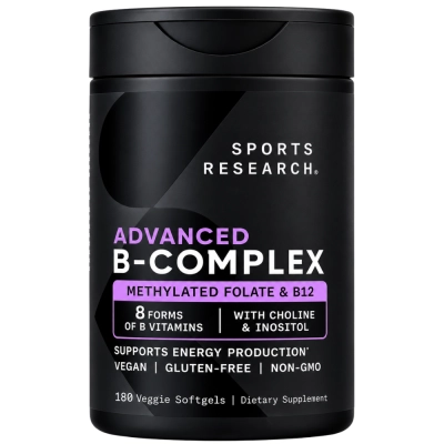 Complexo B Avançado com Folato e B12, 180 Softgels, Sports Research