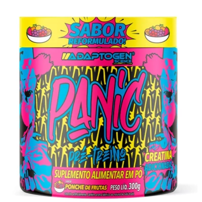 Pré-Treino Panic com Creatina, 300g Sabores, Adaptogen