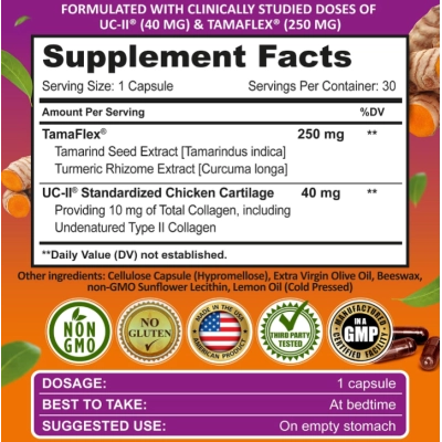 UC-II TamaFlex, Saúde da Cartilagem, 30 Cápsulas, Supplements Studio