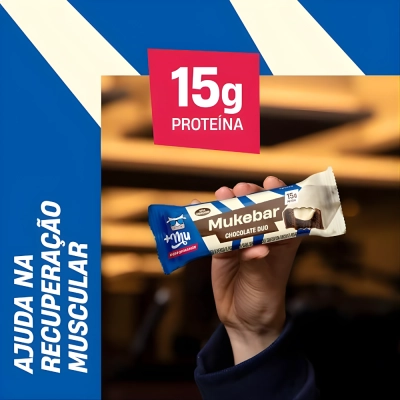 Barra de Proteína Mukebar, 15g de Proteína, Sabor Chocolate Duo, 3 Unidades, 60g Cada, +Mu