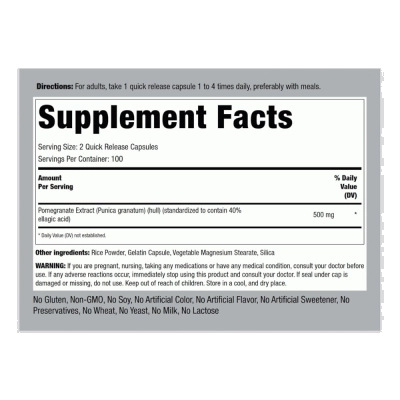 Romã Pomegranate, 500mg, 200 Cápsulas PipingRock 
