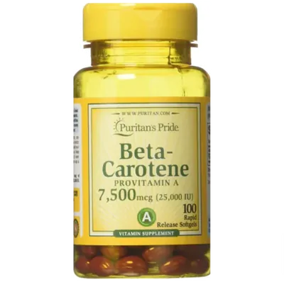 Beta Caroteno 7.500MCG, 100 Softgel, Puritans Pride