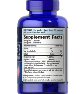 Glucosamina, Condroitina & MSM, 120 Cápsulas Liberação Rápida, Puritan's Pride