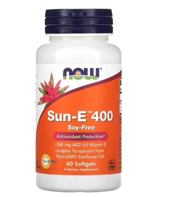Vitamina Sun-E 400, 400UI, 60 cápsulas, Now