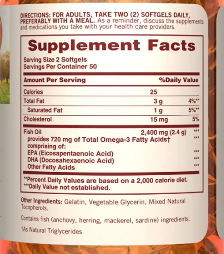 Fish Oil, 1200mg, 100 Softgels, Sundown
