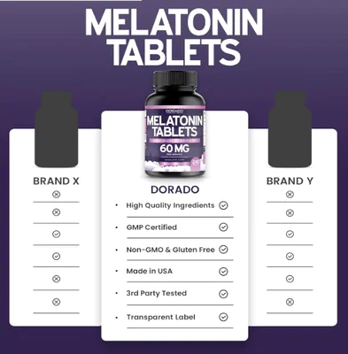Melatonina 60mg, Maxumum Strength, 240 Tablets Sabor Misto, Dorádo