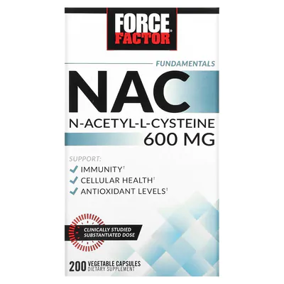 NAC, Acetilcisteína, 600mg, 200 Cápsulas, Force Factor