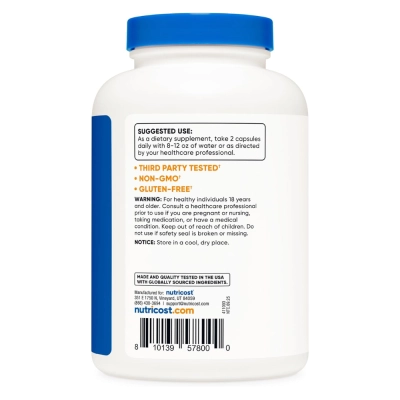 Colina e Inositol, Suporte à Função Cognitiva, Metabolismo e Saúde Neural, 240 Cápsulas, Nutricost