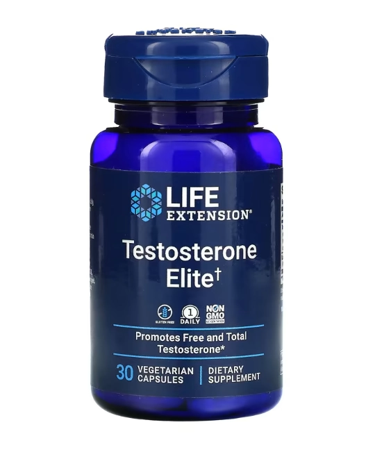Testosterona Elite, 400mg, 30 Cápsulas, Life Extension