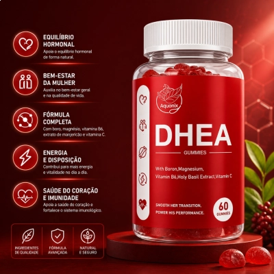 DHEA, Suporte Hormonal, Energia e Performance, 60 Gummies, Aquonix