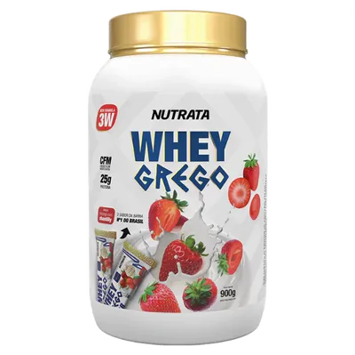 Whey Grego, Sabor Morango com Chantilly, 900g, Nutrata