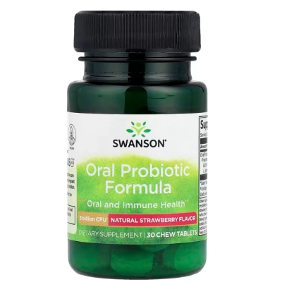 Oral Probiotic Formula, Probiótica Oral, 3 Bilhões de UFC, 30 Comprimidos Mastigáveis Sabor Morango, Swanson
