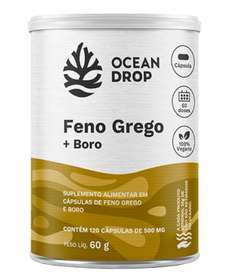 Feno Grego + Boro, 120 Cápsulas, Ocean Drop