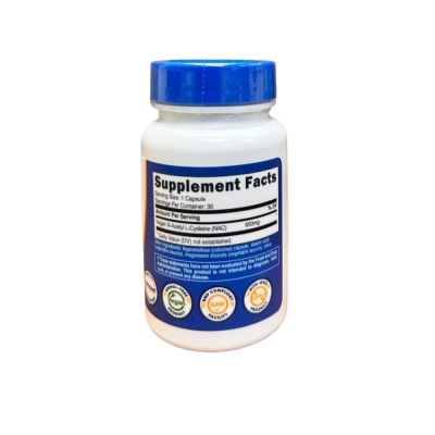 NAC, Vegan N-Acetyl L-Cysteine, 30 Cápsulas, Nutricost