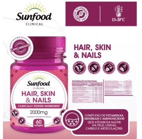 Hair Skin & Nails, 1000mg, 60 Softgels, Sunfood