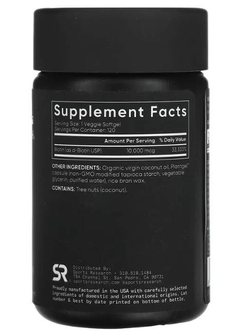 Biotina 10000mcg Força Máxima, 120 Cápsulas, Sports Research