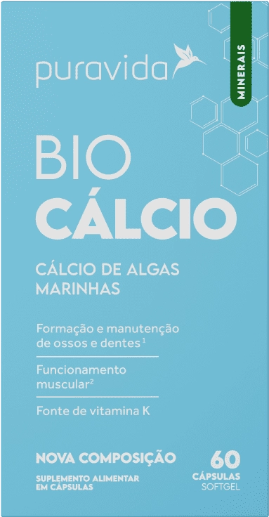 Bio Cálcio de Algas Marinhas, 1100mg, 60 Cápsulas, PuraVida