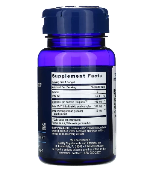 Super Ubiquinol CoQ10 100mg, com PQQ, 30 cápsulas, Life Extension