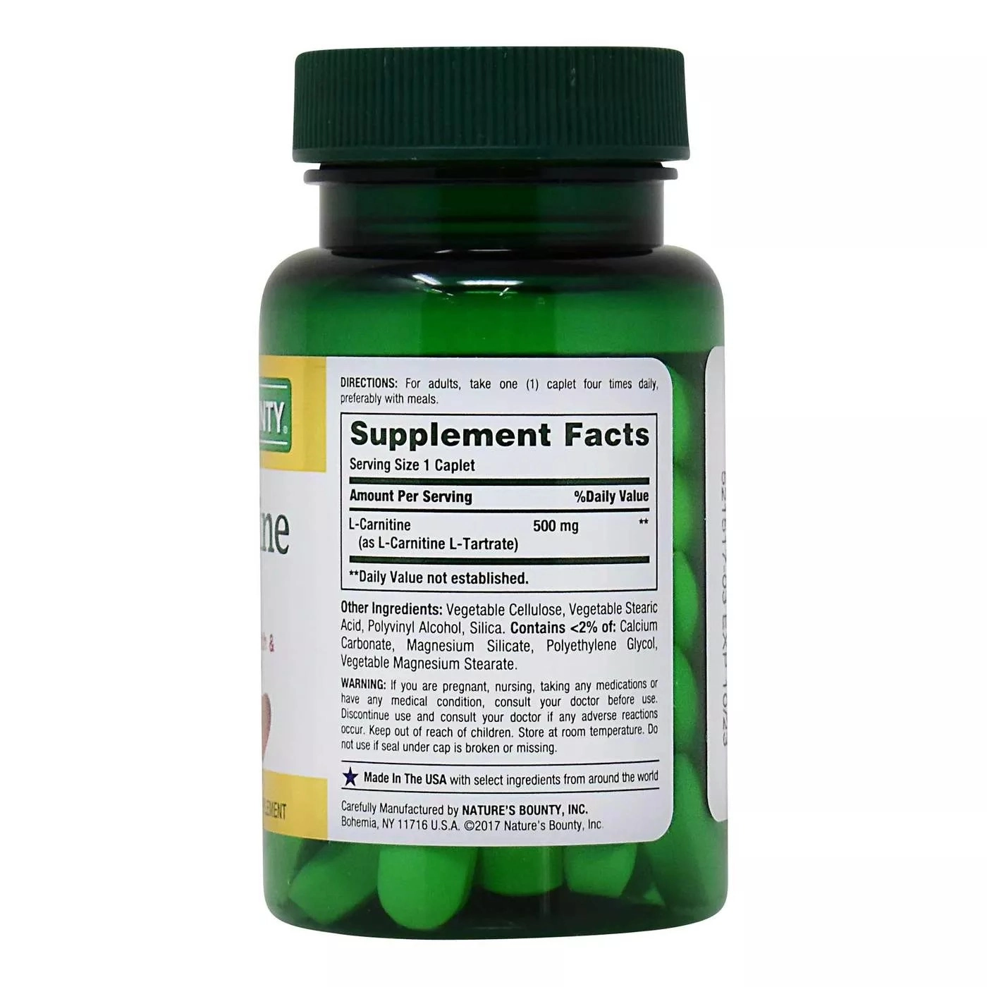 L-Carnitina, 500mg, 30 comprimidos, Nature's Bounty