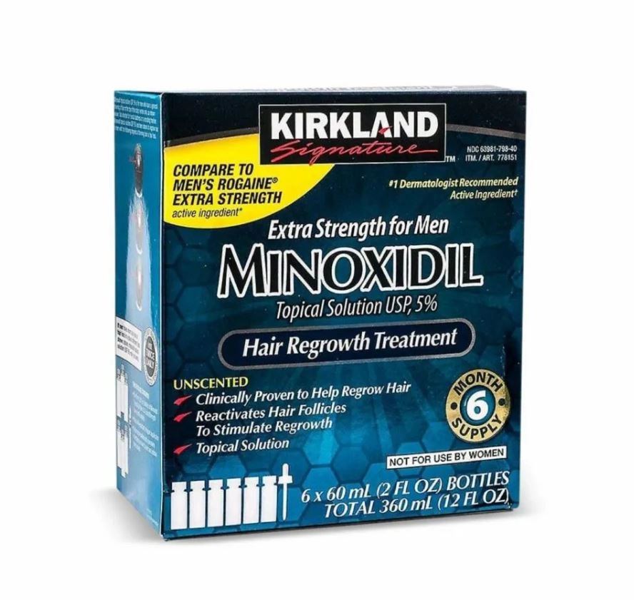 Minoxidil, Tratamento Capilar (Barba e Cabelo), Kit para 6 meses, Kirkland