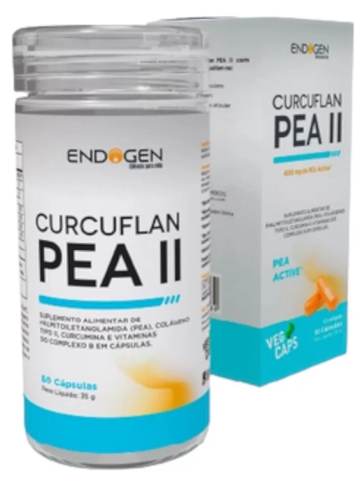 Curcuflan PEA II, Curcumina, Colágeno tipo II e Vitaminas, 60 Cápsulas, Endogen