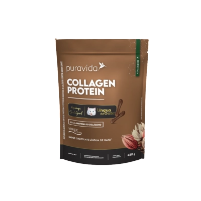 Collagen Protein, 23gr De Proteína Do Colágeno, 450gr, Sabor Chocolate Língua de Gato, Pura vida