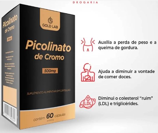 Picolinato de Cromo 500mg, 60 Cápsulas, Gold Lab