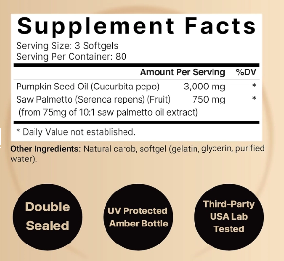 Pumpkin seed Oil, Óleo de Semente de Abóbora 3000mg, 240 capsulas, Naturebell