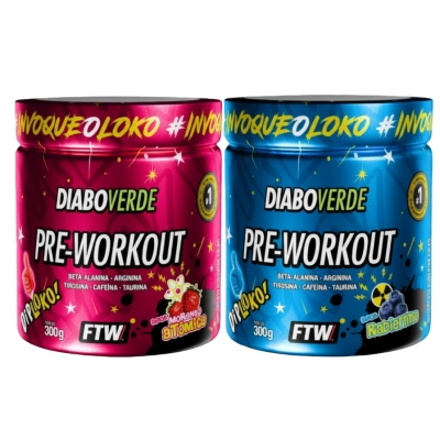 Pré Treino Diabo Verde, Pre-Workout Dip Loko, Sabores 300g, FTW