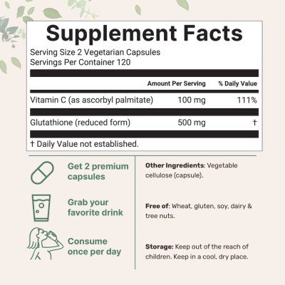 Glutationa 500mg com Vitamina C, 240 Cápsulas, Micro Ingredients 
