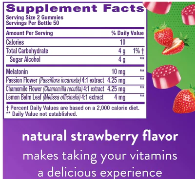 Melatonina, 10mg, 100 Gomas, Sabor Morango, Vitafusion