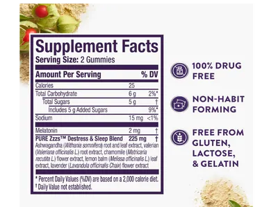 Melatonina ZzzQuil  2mg Com Ashwagandha, 60 Gomas, Vicks