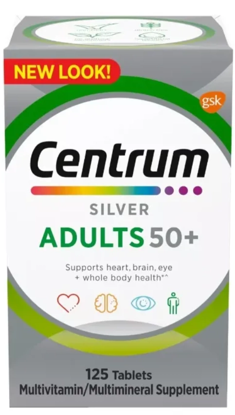 Centrum Silver Adults 50+, 125 Comprimidos, Importado